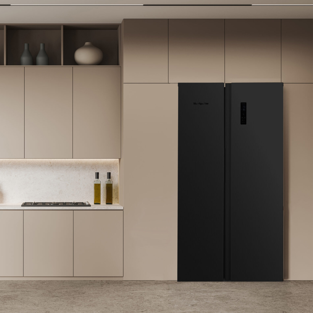 Montpellier MSBS442K Black American Style 442L Fridge Freezer Image 2