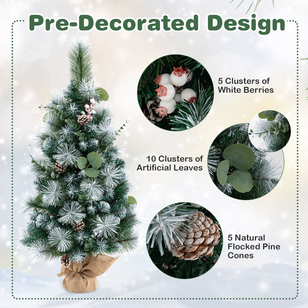Costway 30 Warm White LED Pre-Lit Artificial Christmas Tree 3ft Image 7