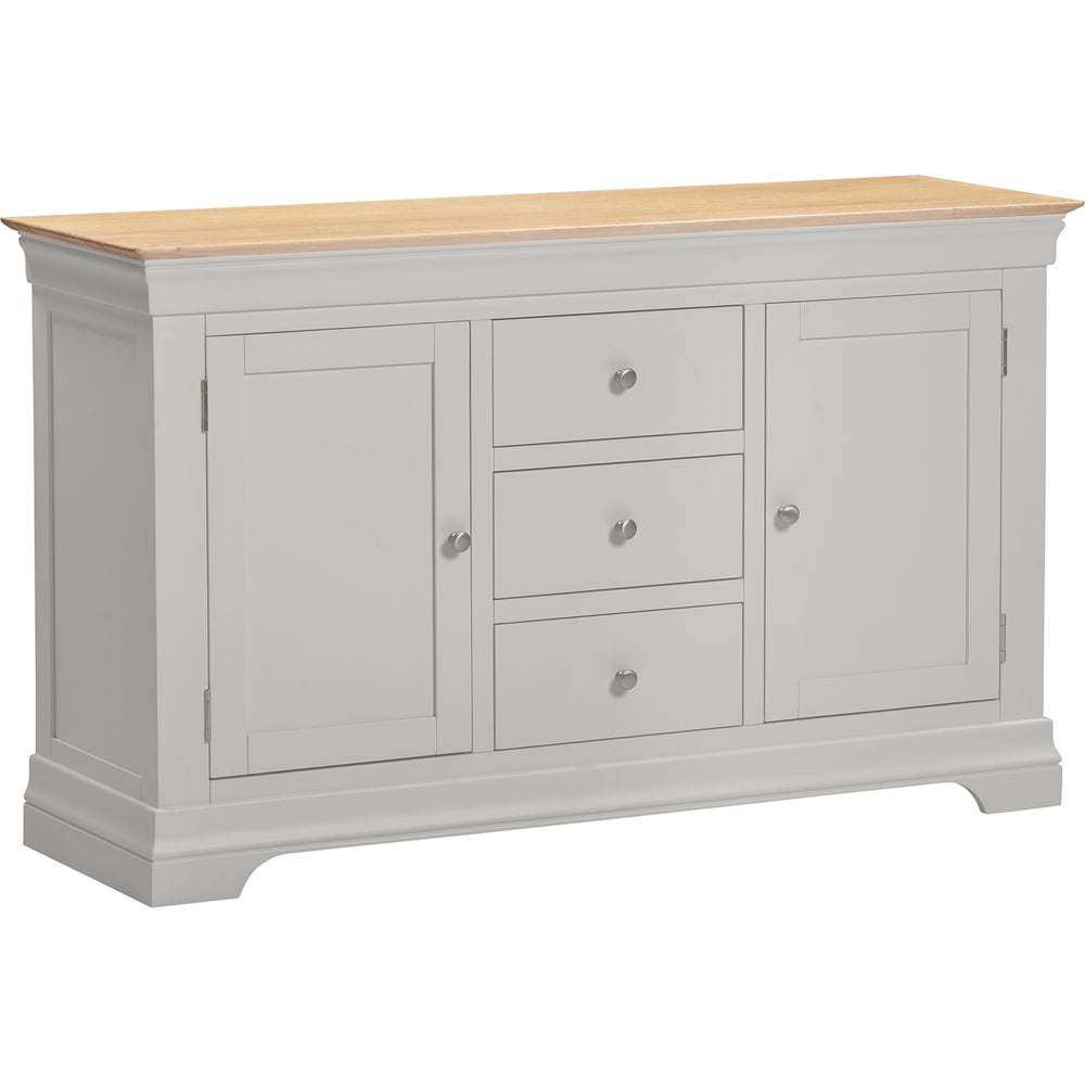 Seconique Bordeaux 2 Door 3 Drawer Pebble Grey and Oak Sideboard Image 2