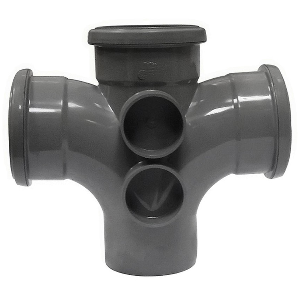 FloPlast Ring Seal Soil 92.5 Degree Double Branch Anthracite Grey 110mm Image