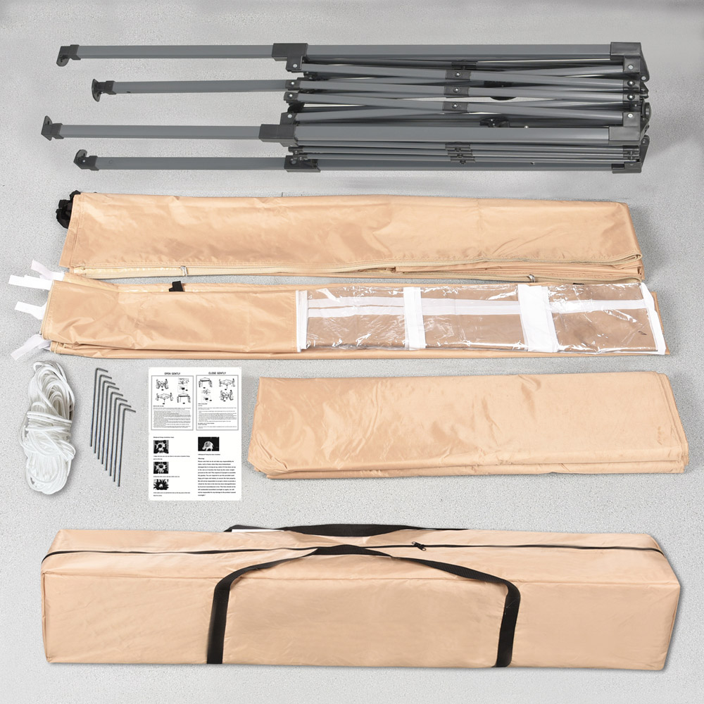 Beige Pop Up Patio Canopy Tent with Removable Sidewalls 2 x 2m Image 5