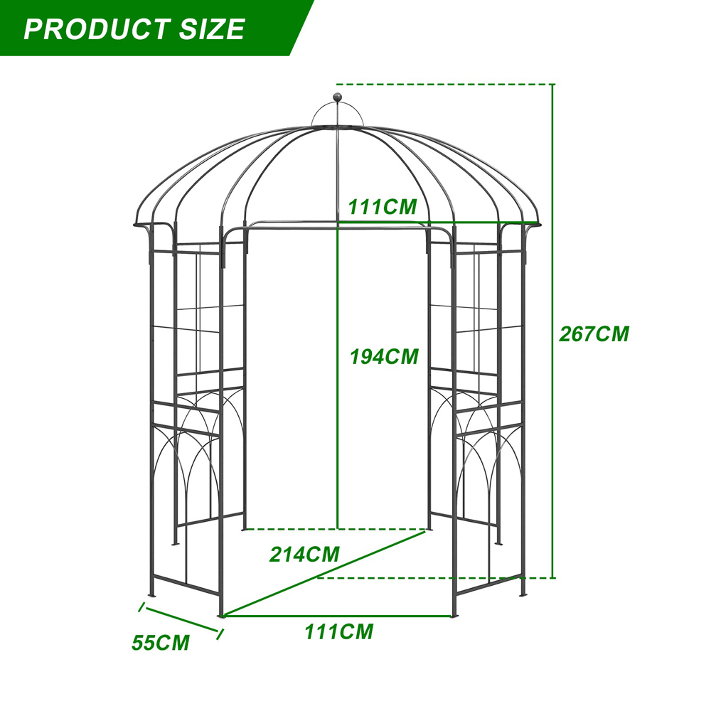 Eurotrade 7 x 7ft Bird Cage Shape Metal Garden Arbour Image 9