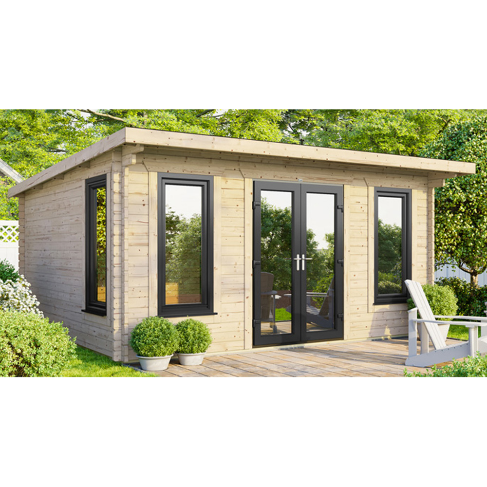 Power Sheds 16 x 12ft Centre Double Door Pent Log Cabin Image 3