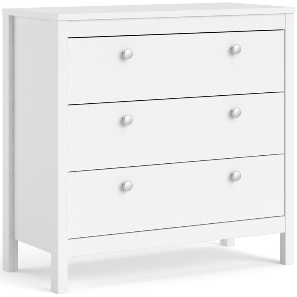 Florence Madrid 3 Drawer White Chest of Drawers Image 2