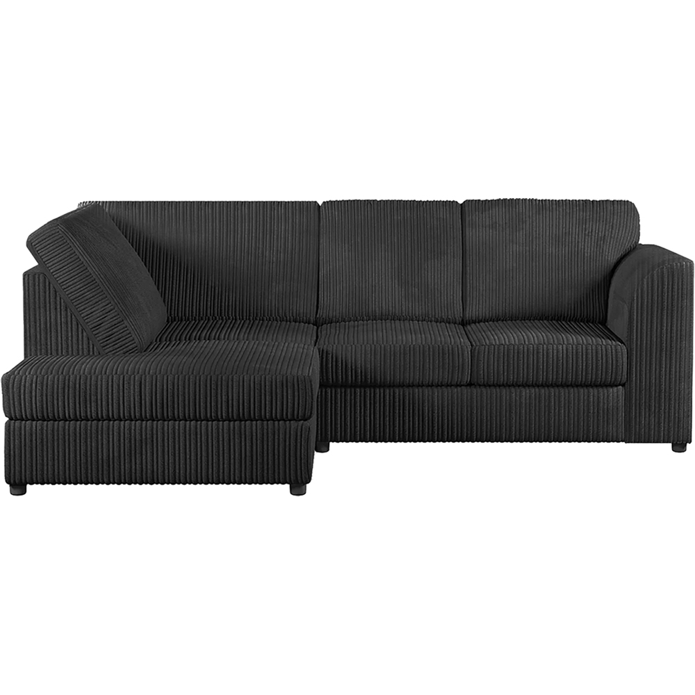 Luxor 4 Seater Black Jumbo Cord Full Back Left Hand L Shape Corner Sofa Image 2