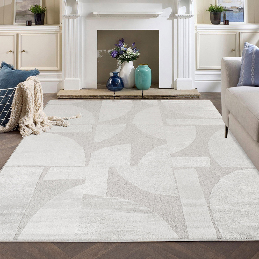 Desire Rugs Hamilton Silver Abstract Motif Rug 80 x 150cm Image 5