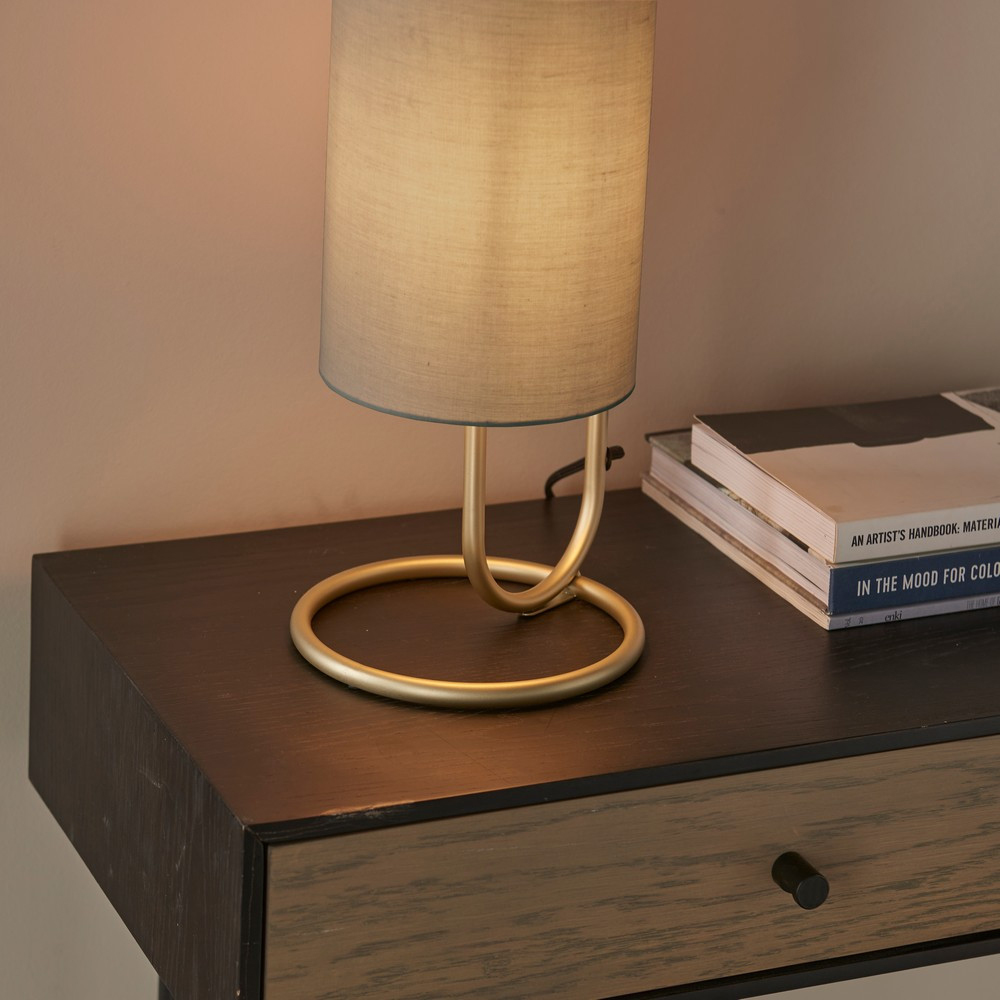 Merano Arenzano Antique Brass and Grey Fabric Table Lamp Image 4