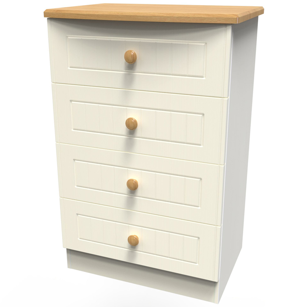 Crowndale Warwick 4 Drawer Cream Ash and Oak Midi Chest of Drawers Image 4