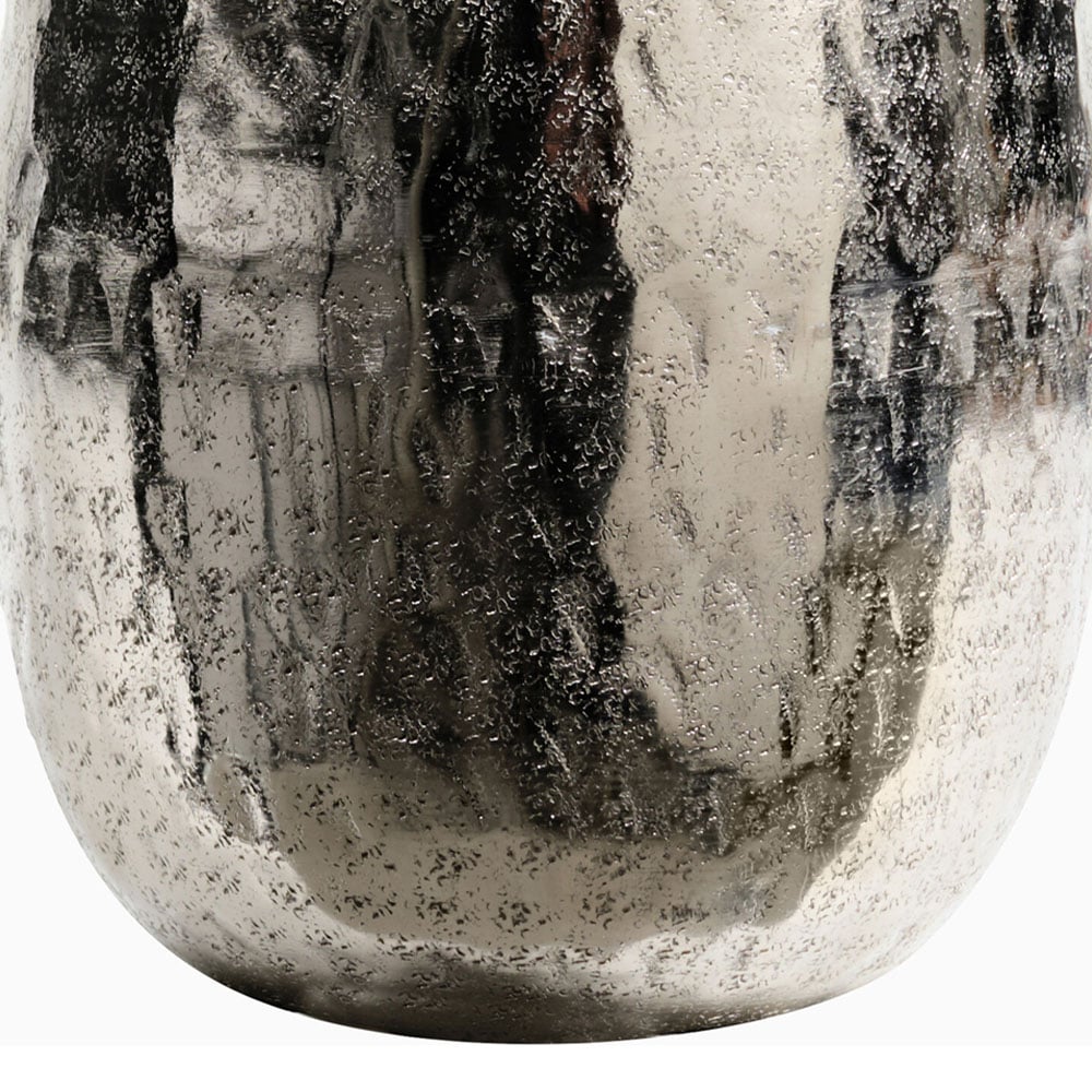 Silver Hammered Metal VaseSilver Image 4