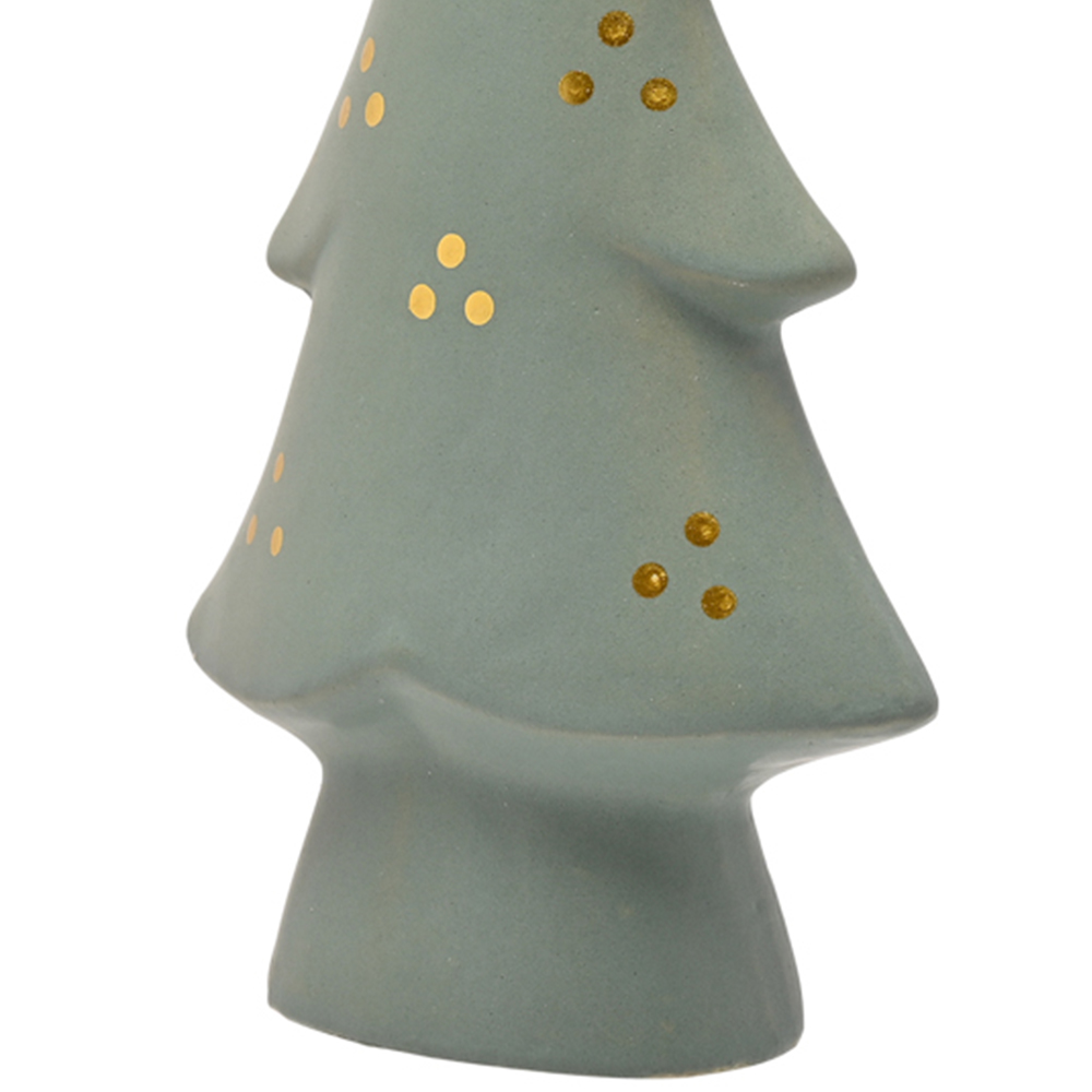 The Seasonal Gift Co. Green and Gold Porcelain Light Up Christmas Tree Decoration 21cm Image 3