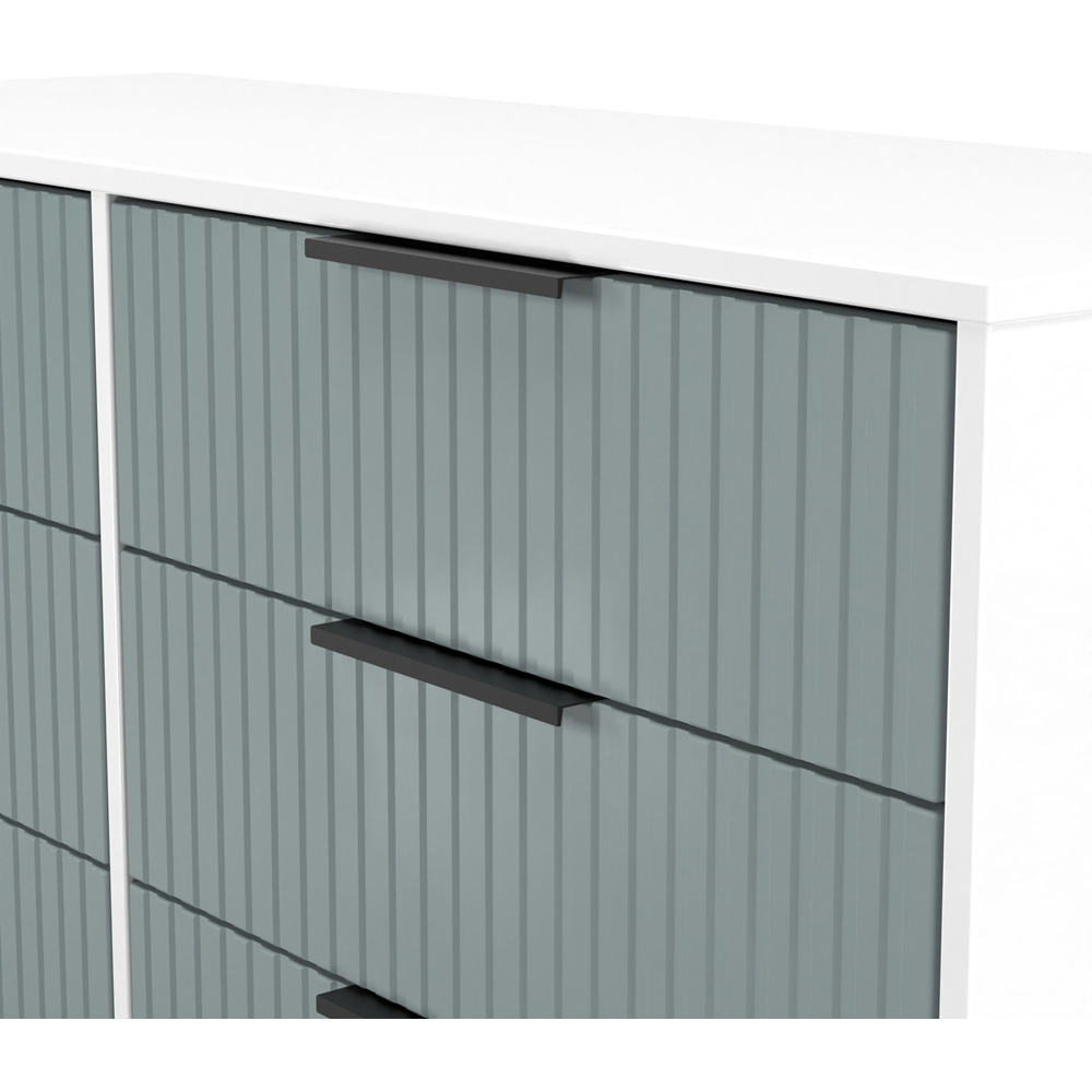 Crowndale Fluted 6 Drawer Duck and White Matt Wide Chest of Drawers Ready Assembled Image 5