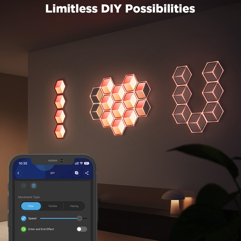 Govee Glide RGBIC LED Smart 3D Hexagon Ultra Light Panel 7 Pack Image 4