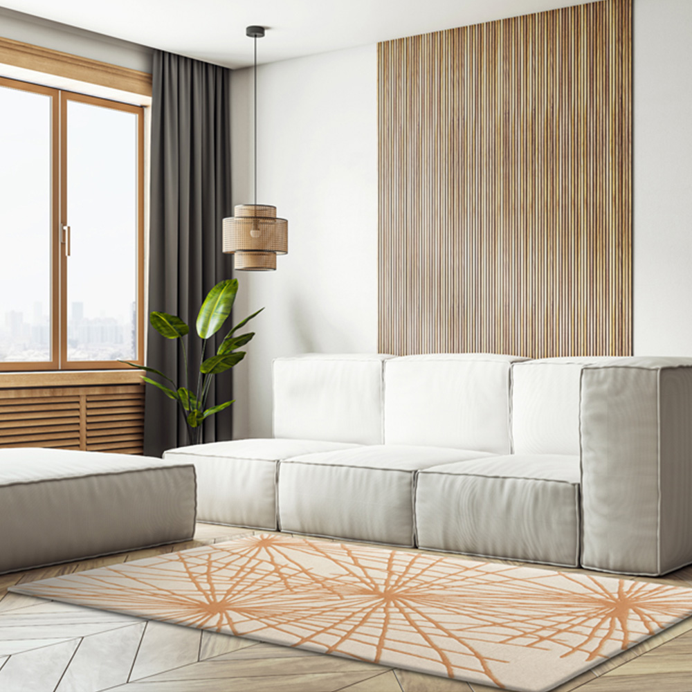 Esselle Home Aura Starburst Natural and Orange Rug 200 x 290cm Image 6