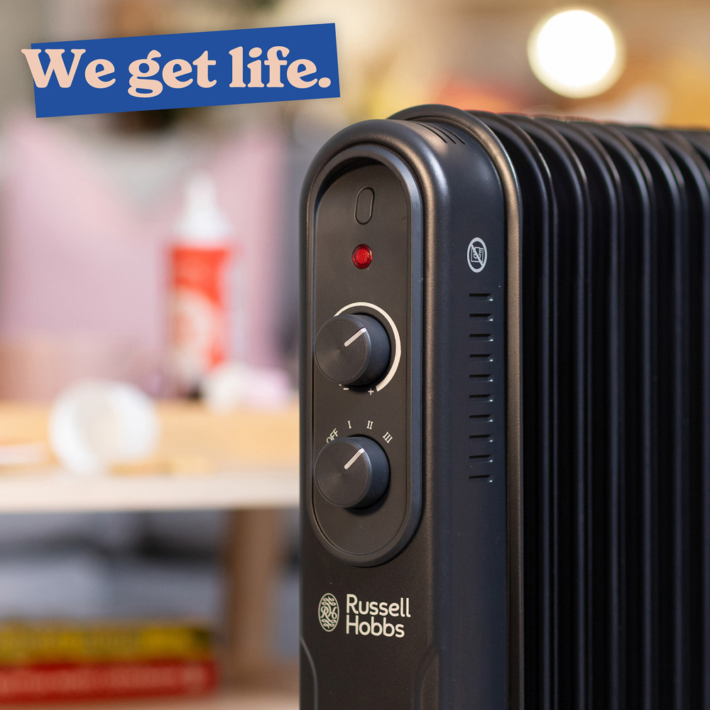 Russell Hobbs Matt Black 9-Fin Oil Filled Radiator 2000W Image 6
