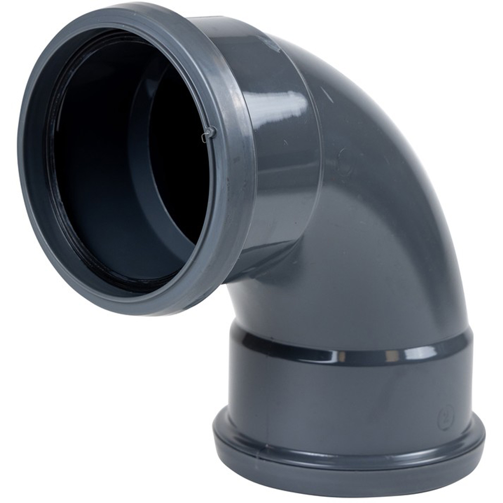 FloPlast Ring Seal Soil 92.5 Degree Double Socket Bend Anthracite Grey 110mm Image 2