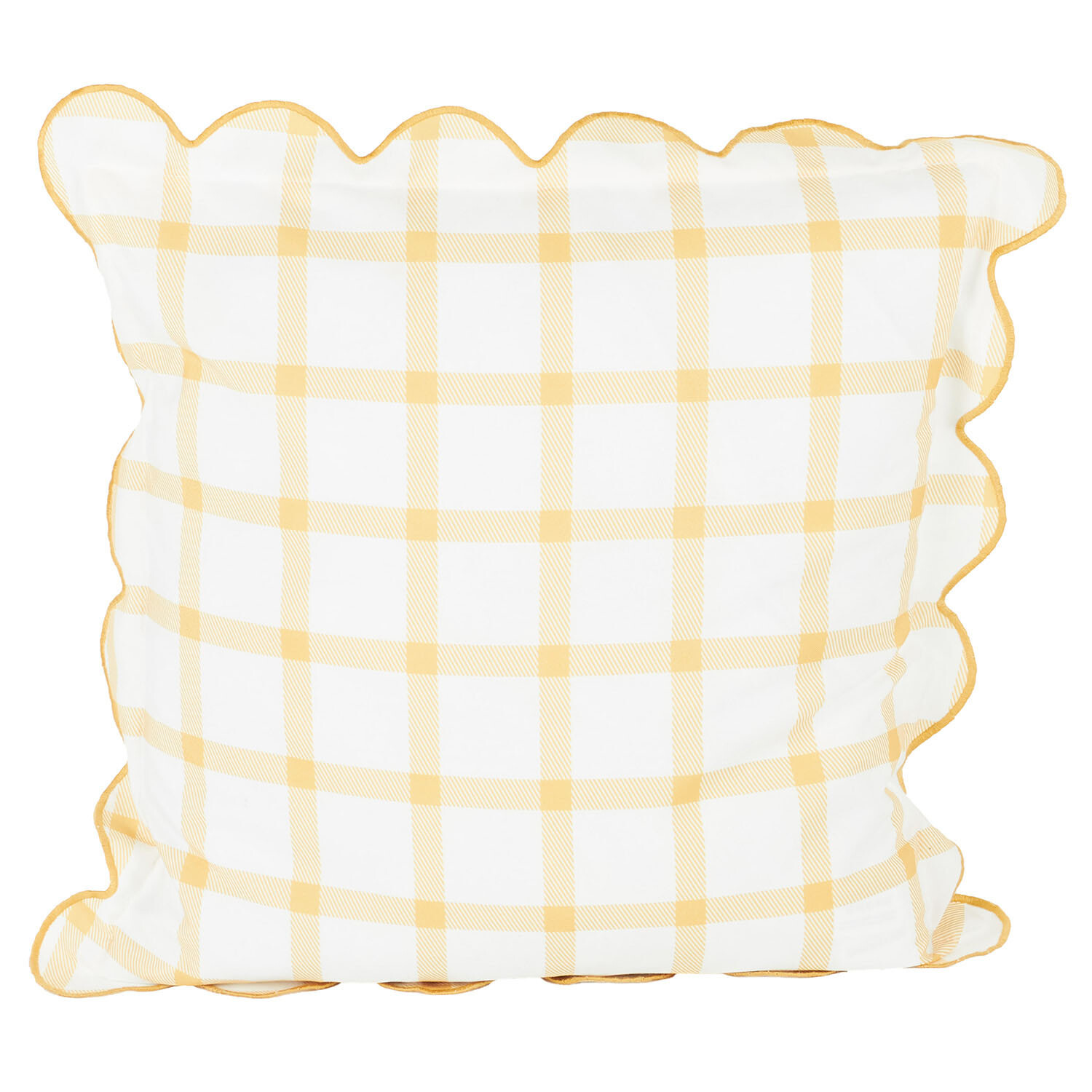 Portland Check Cushion - Ochre and White Image 2