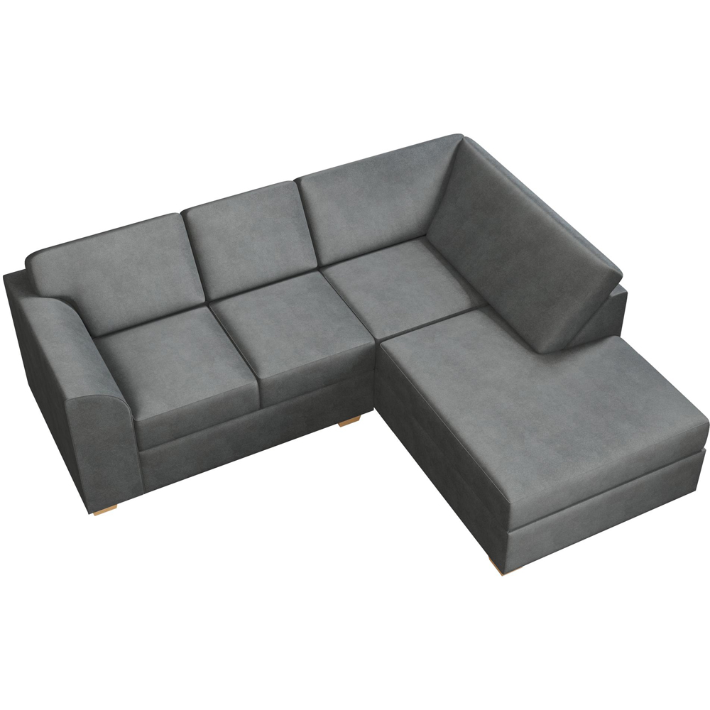 Modo 3 Seater Steel Plush Velvet Right Hand Fixed Back L-Shape Corner Sofa Image 4