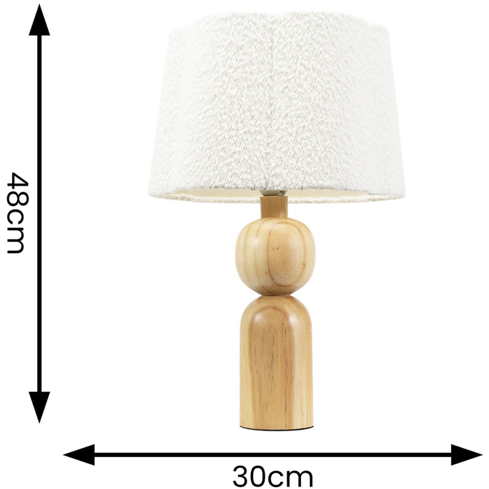 ValueLights Azalea Cream Boucle Scallop Shade Rustic Wooden LED Table Lamp Image 4