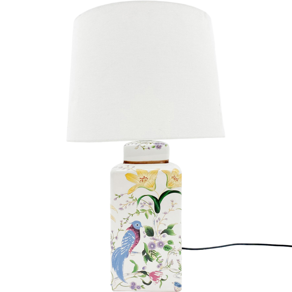Acacia Home White Ceramic Table Lamp with Shade 41cm Image 1