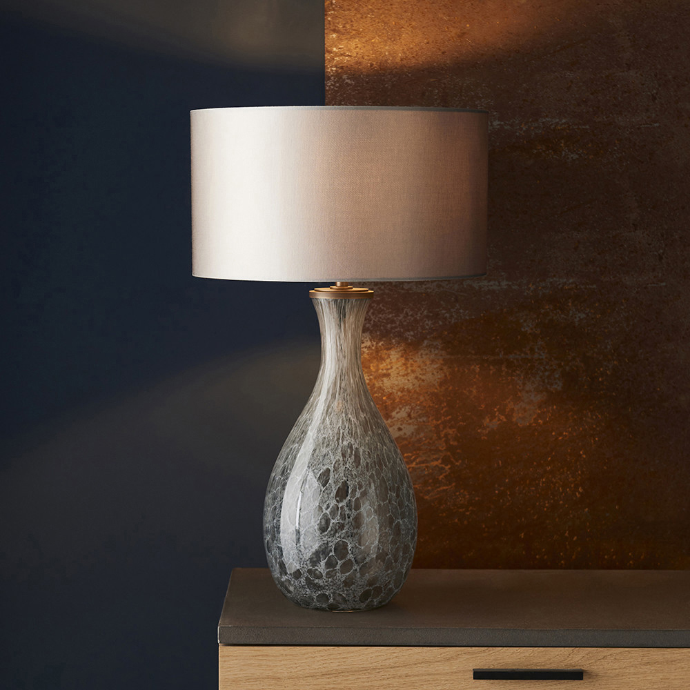 Merano Ortisei Artisan Glass and Brushed Bronze Plate Table Lamp Image 2