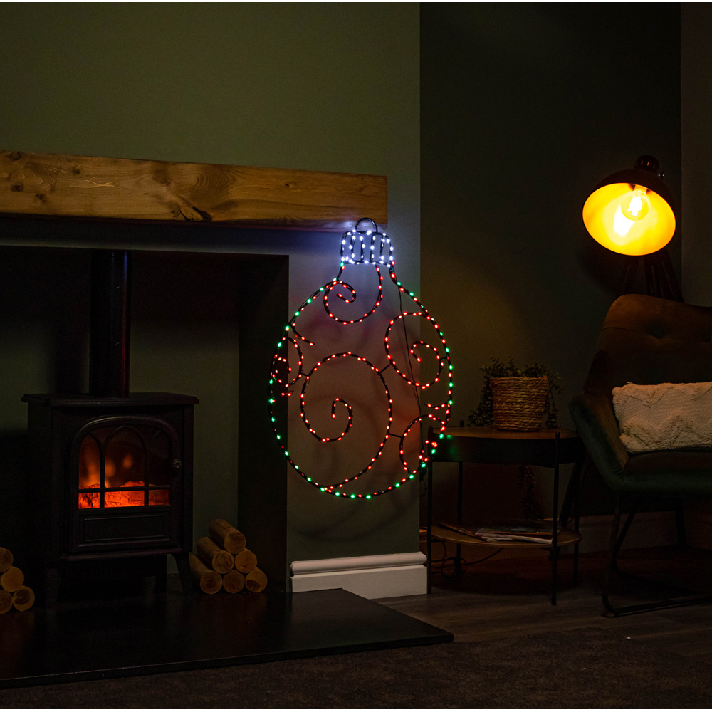 Samuel Alexander Red Green and White LED Metal Christmas Bauble 78cm Image 6