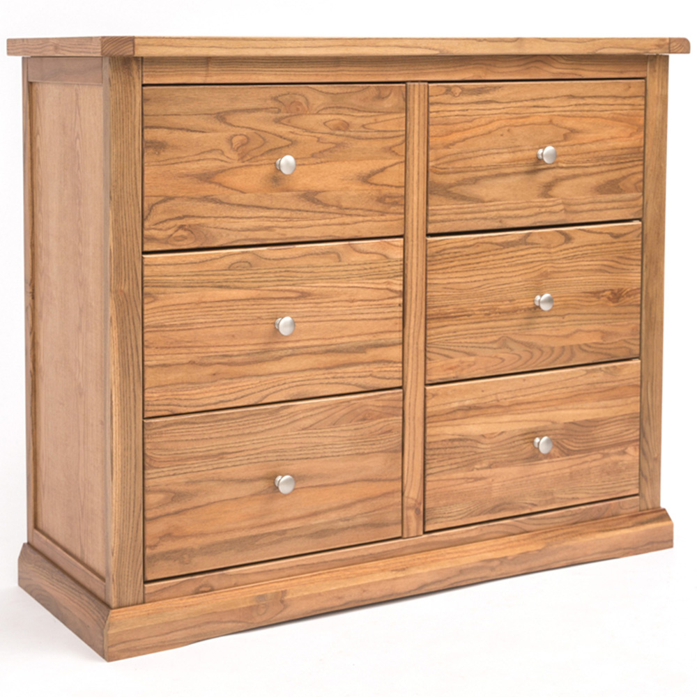 Cabinet Bits Salerno 6 Drawer Brown Chrome Knob Chest of Drawers Image 2