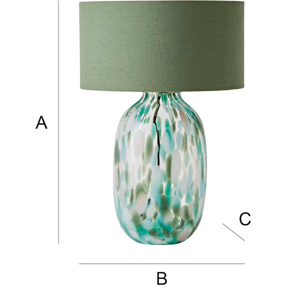 ValueLights Belinda Green Confetti Glass Table Lamp with Drum Shade and Bulb Image 7