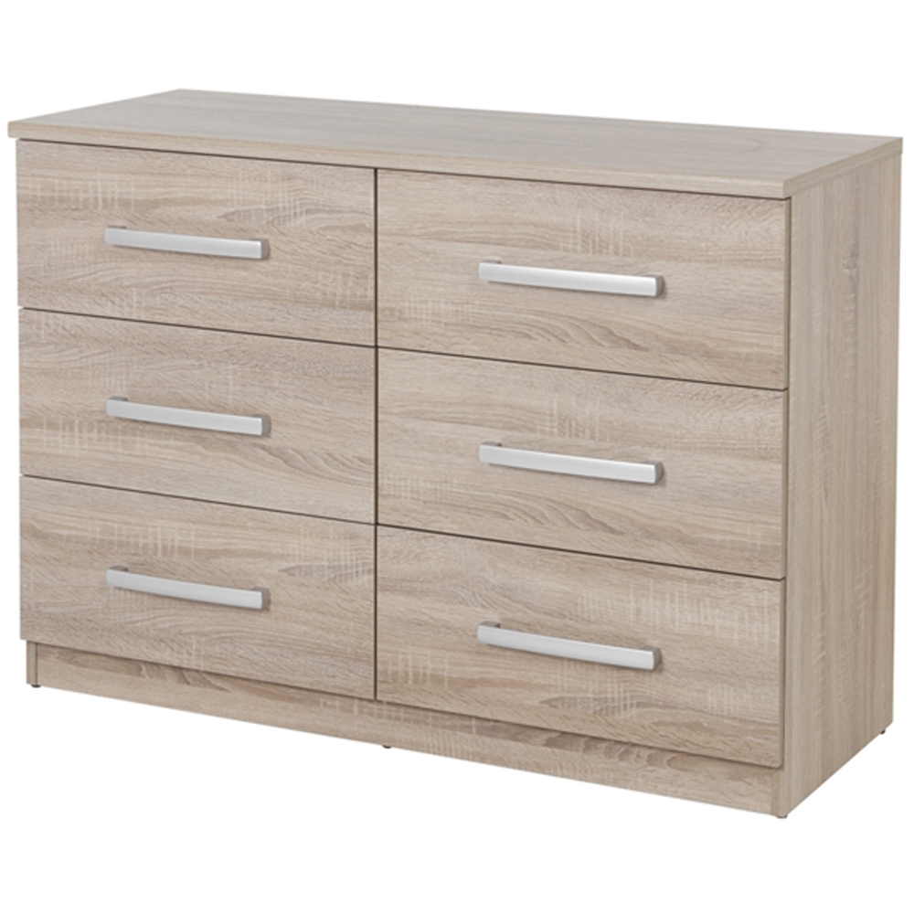 Riviera 6 Drawer Light Oak Wide Storage Chest Image 4