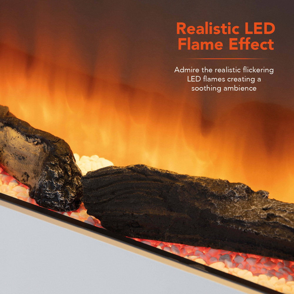 Warmlite Hingham White and Grey Wall Mounted Fireplace Suite with Downlights 2000W 52 inch Image 4