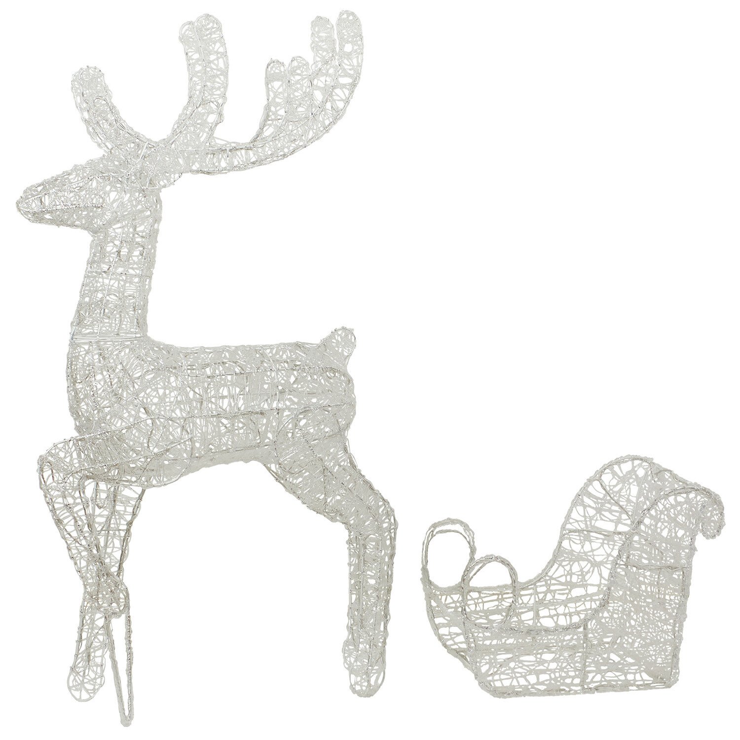 Reindeer and Sleigh Outdoor Light Decoration - White Image 2