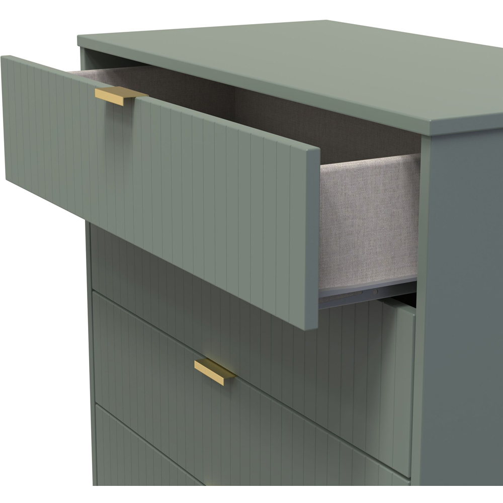 Crowndale 5 Drawer Reed Green Wide Chest of Drawers Ready Assembled Image 6