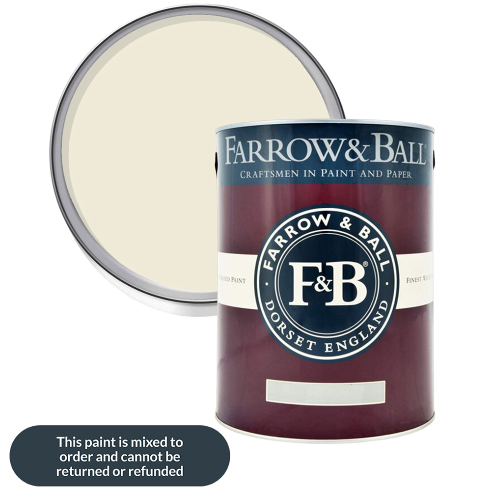 Farrow & Ball Interior Wood and Metal 2002 White Tie Flat Eggshell Paint 5L Image 1