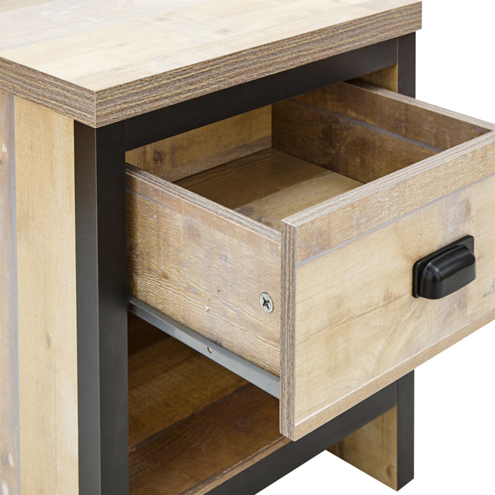 GFW Boston Single Drawer Oak Lamp Table Image 6