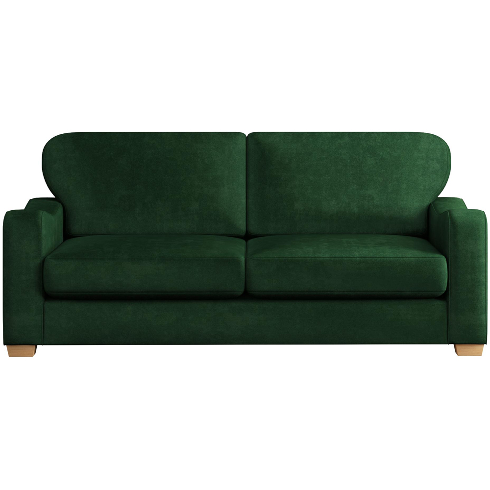 Theadford 3 Seater Forest Green Plush Velvet Fixed Back Sofa Image 2