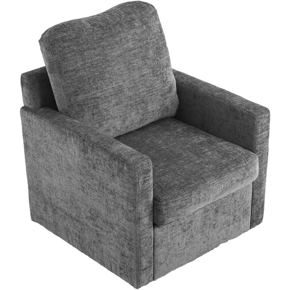 Living and Home Grey Chenille Swivel Lounge Chair Sofa Image 2
