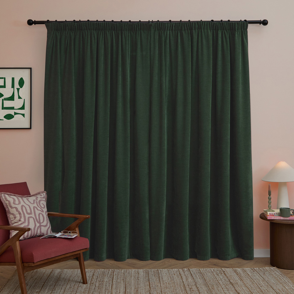 Furn Soft Chenille Bottle Blackout Pencil Pleat Curtains 229 x 183cm Image 5