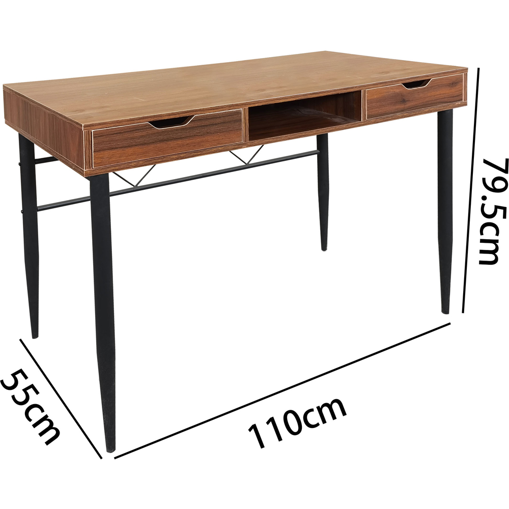 MDA Designs Kenora 2 Drawer Dark Walnut Computer Desk Image 7