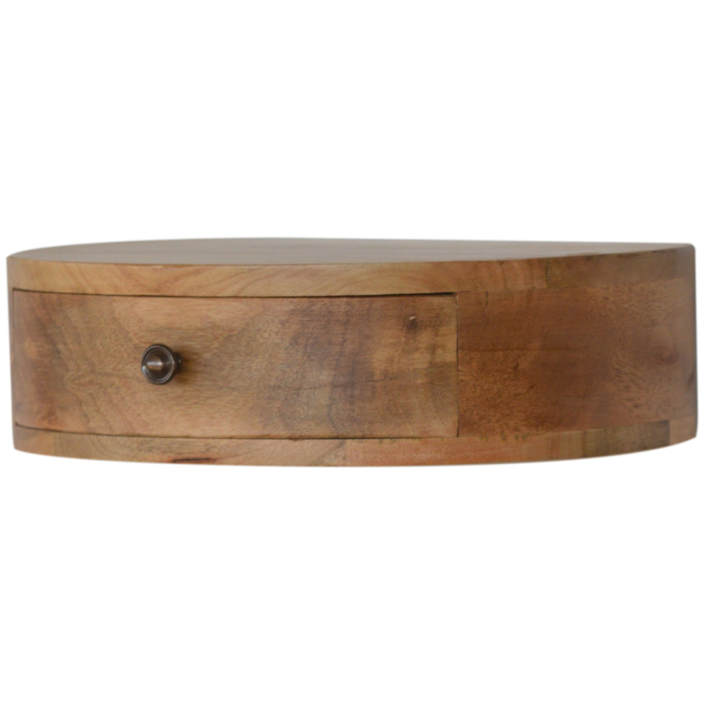Artisan Furniture Oak-ish Single Drawer Solid Wood Wall-Mounted Rounded Bedside Table Image 4