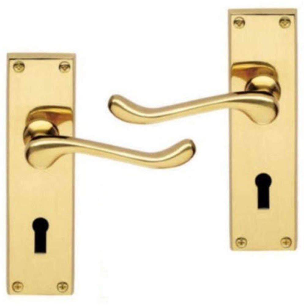 Golden Grace Victorian Scroll Polished Brass Bathroom Handles Set Image 2