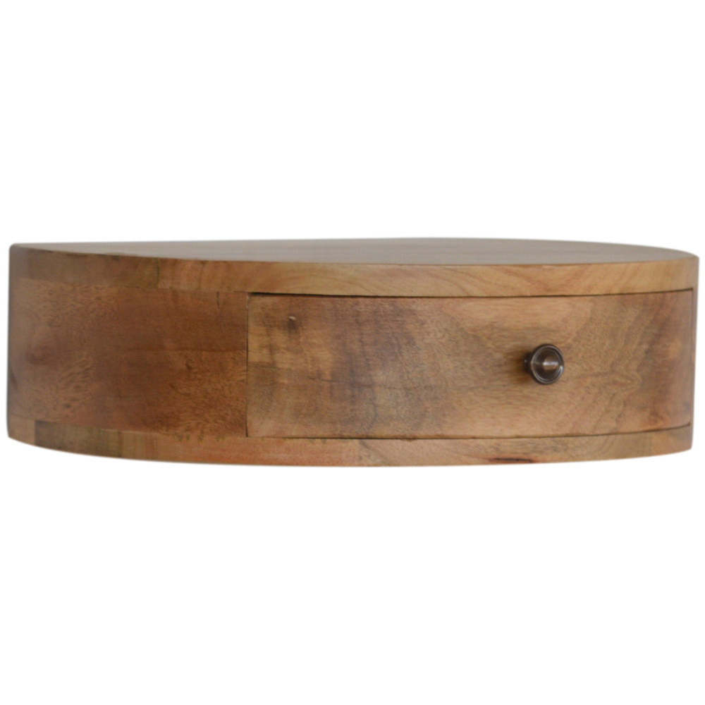 Artisan Furniture Oak-ish Single Drawer Solid Wood Wall-Mounted Rounded Bedside Table Image 3