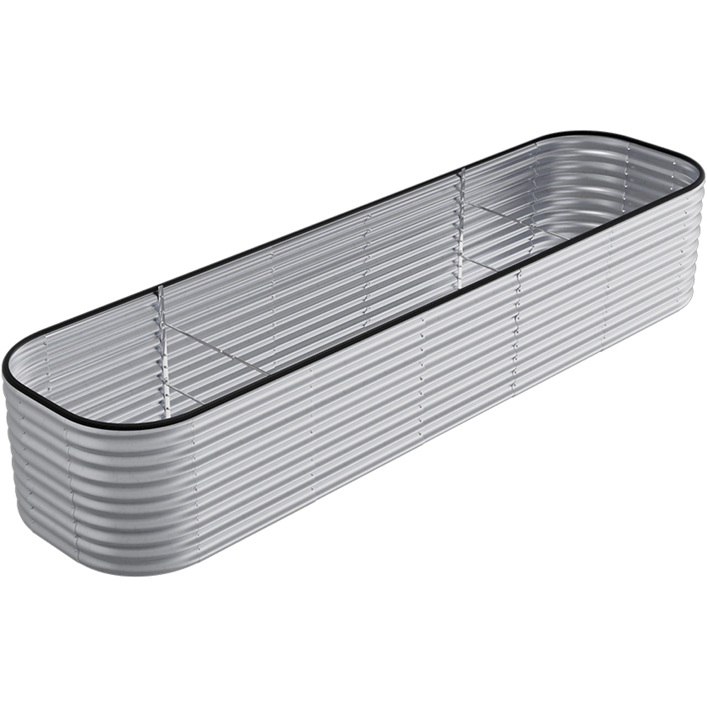 Living and Home Silver Oval Galvanised Steel Raised Garden Bed 320 x 56cm Image 3