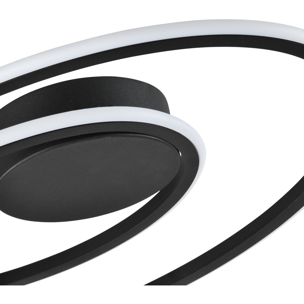 Happy Homewares Matte Black Double Swirl Strip LED Flush Ceiling Light Fitting Image 5