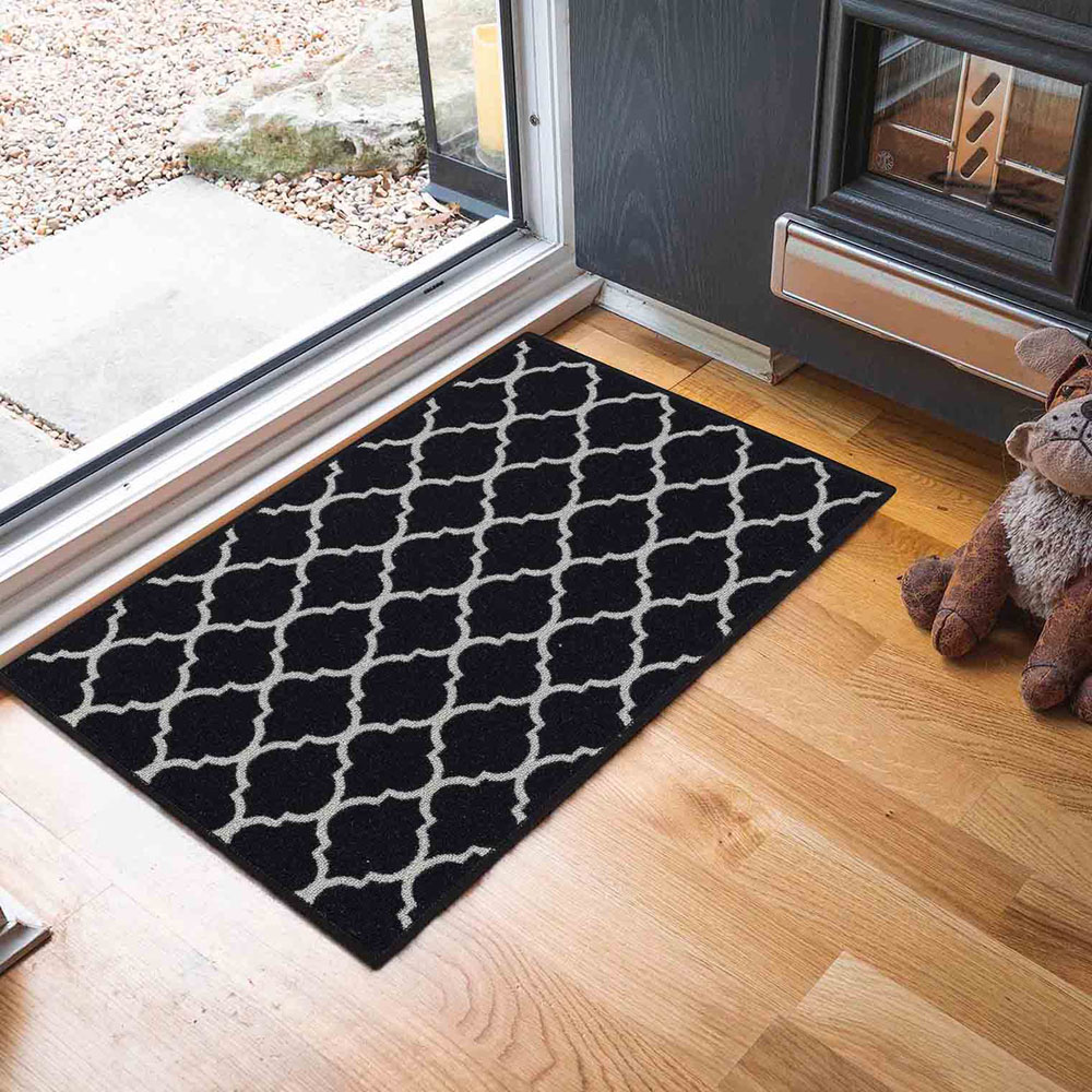 Desire Rugs Havana Black Trellis Anti Slip Door Mat 150 x 80cm Image 2