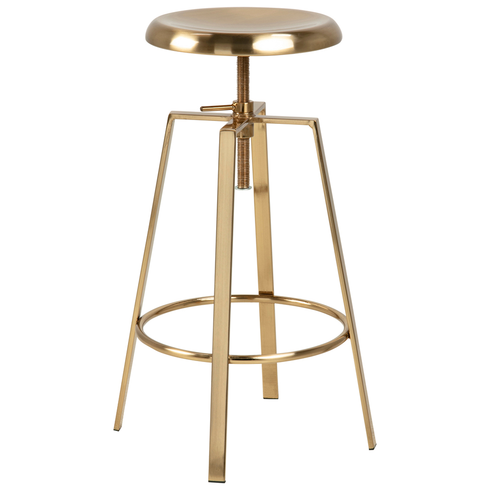 Florence Goose Gold Brushed Steel Height Adjustable Bar Stool Image 2