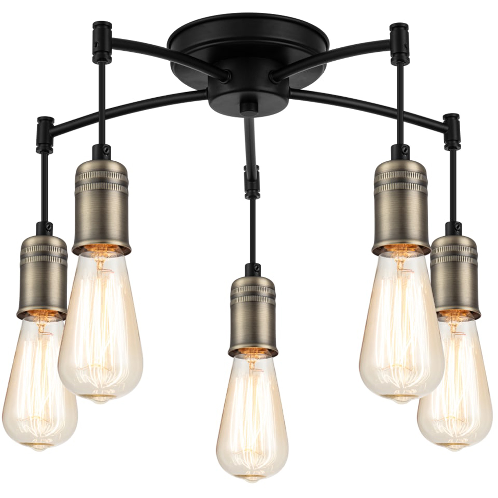 Cosylyte Linton 5 Light Industrial Matt Antique Brass Ceiling Light Image 3