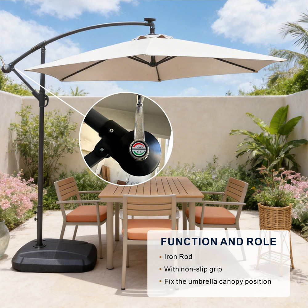 Direct Wicker Light Beige Crank Handle Cantilever Parasol 2.94m Image 7