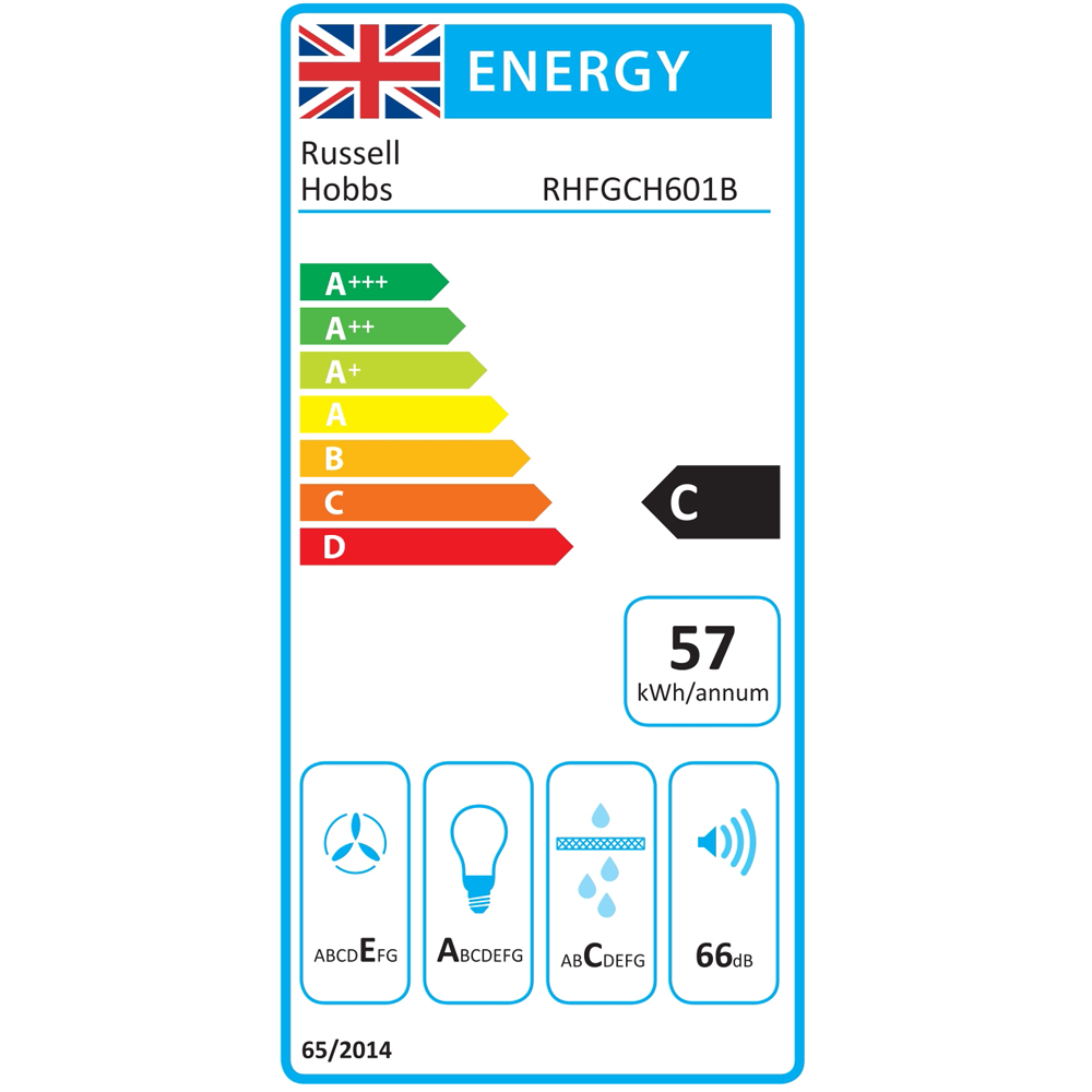 Russell Hobbs RHFGCH601B Black 60cm Cooker Hood Image 8