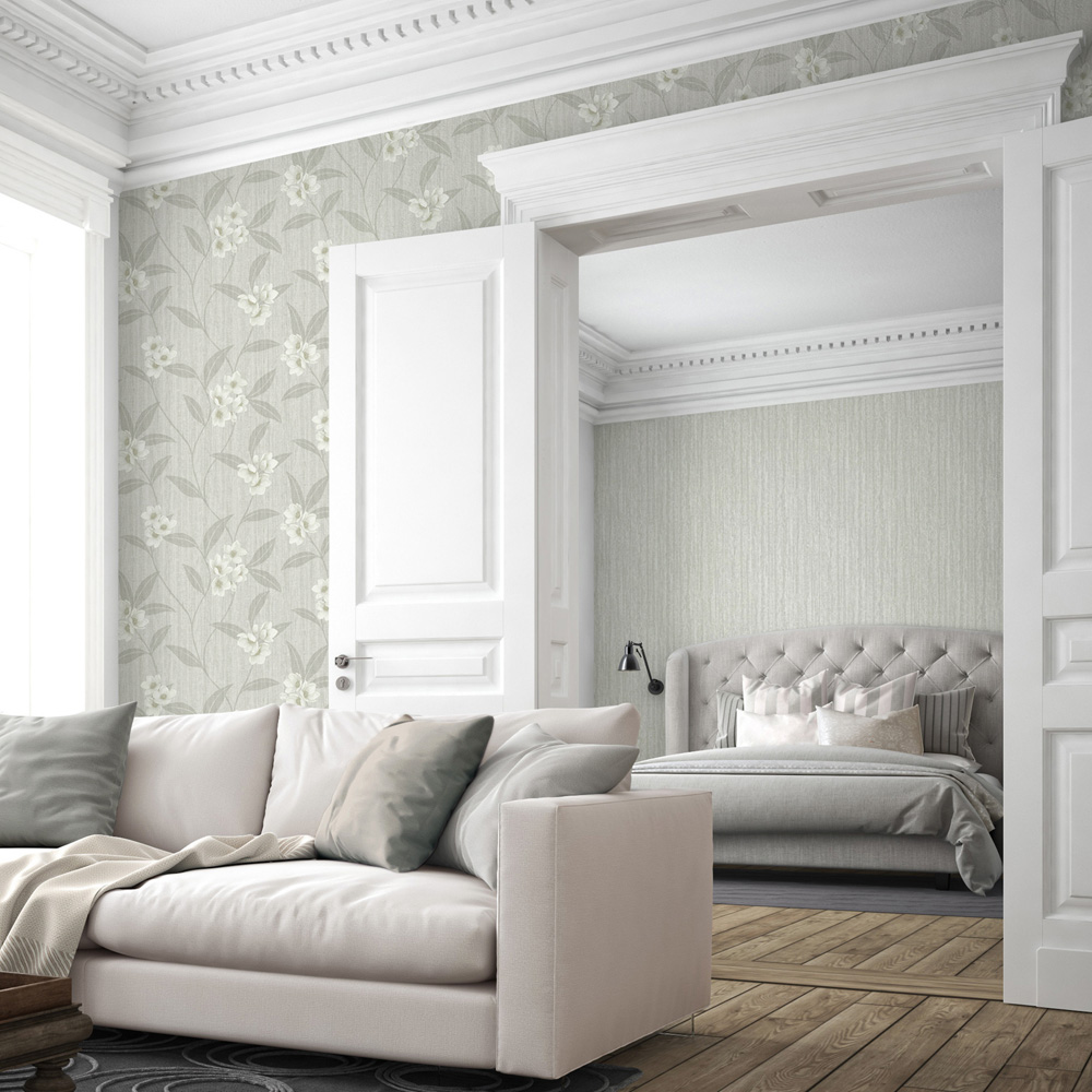 Belgravia Decor Giovanna Floral Cream Grey Wallpaper Image 3