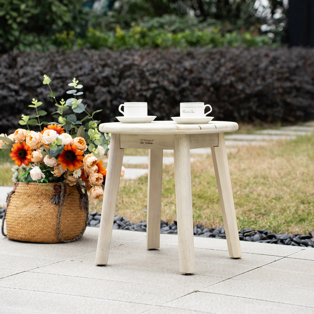 Direct Wicker Naturally Sanded Wooden Garden Side Table Image 3