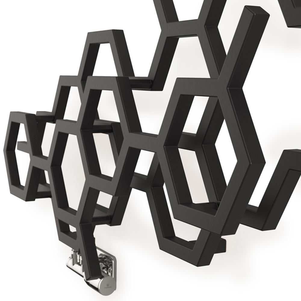 Terma Hex 1081 BTU Matt Black Radiator 502 x 1126mm Image 4